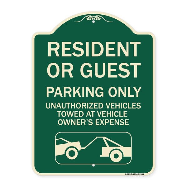 Signmission Parking Restriction Resident or Guest Parking Only Unauthorized Vehicles Towed at Own, G-1824-23369 A-DES-G-1824-23369 - main